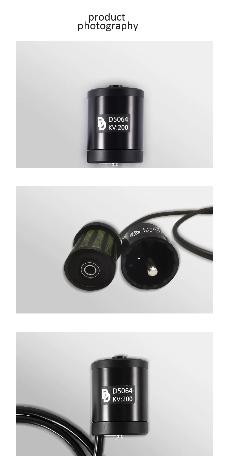 DD 5064, 200KV, 30-60V, 1350W, bürstenloser Motor, wasserdicht, Unterwasser 200m, für ROV, unbemanntes Schiff, Unterwasser – Detail 7