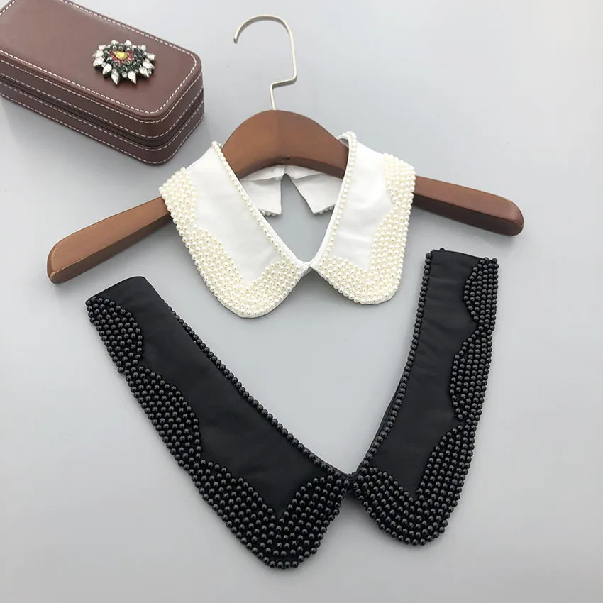 

Women Handmade Beads Fake Collar For Woman Shirt Blouse Removable Detachable Collars Lapel Necklace False Collar