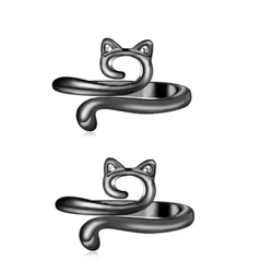 Adjustable Knitting and Crochet Yarn Guide Rings - Set of 2 (Black 2pcs)