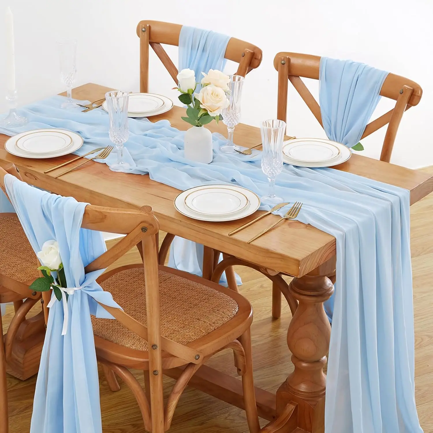 

Sage Green Chiffon Table Runner Table Setting Gauze Sheer Vintage Dining Birthday Party Wedding FestivalCake Table Decor