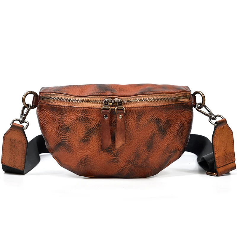 

MAHEU Vintage Fashion Women Bum Bag Genuine Leather Crossbody Bags Single Waist Bag For Ladies Waist Pack Chest Bags Fanny Pack