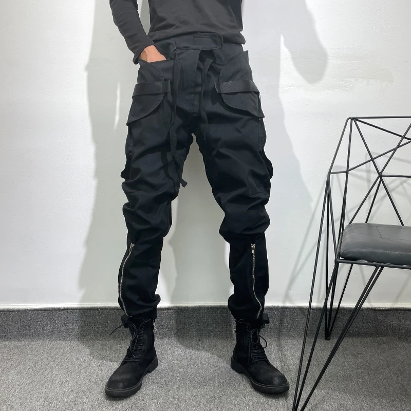 Мужские повседневные брюки-шаровары Owen Seak, мужская одежда в готическом стиле, спортивные брюки-карго для улицы, осенние мужские черные брюки до щиколотки