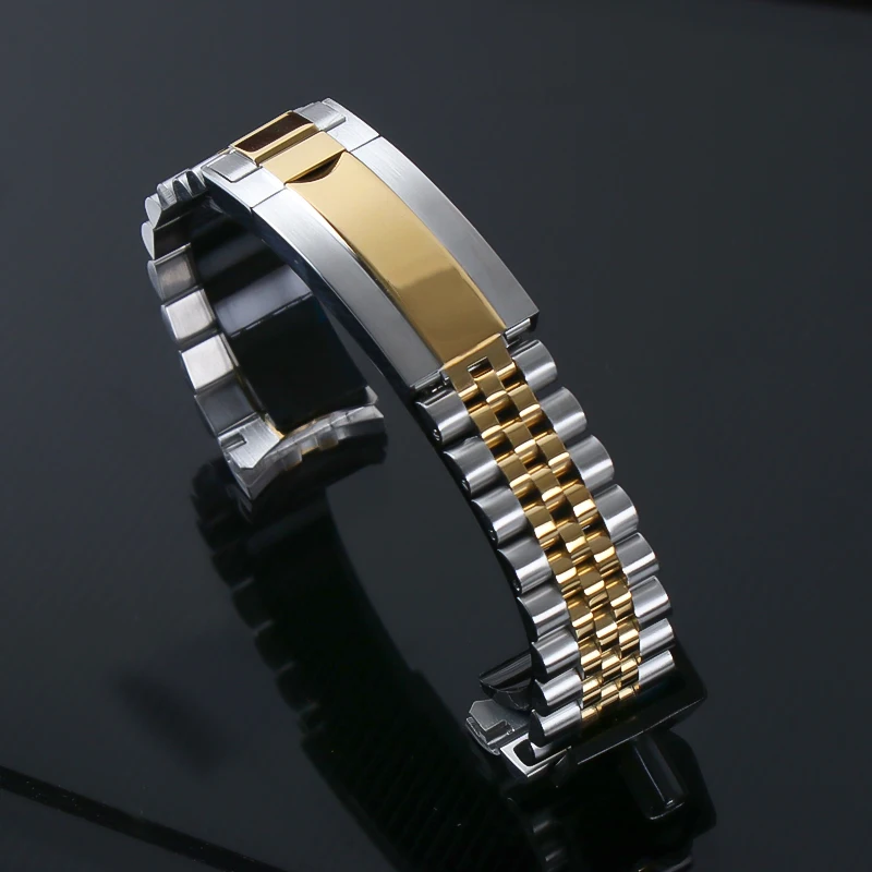 Premium 20mm 904L Stainless Steel Watch Strap with Glide Lock Buckle - Silver Jubilee Bracelet Design