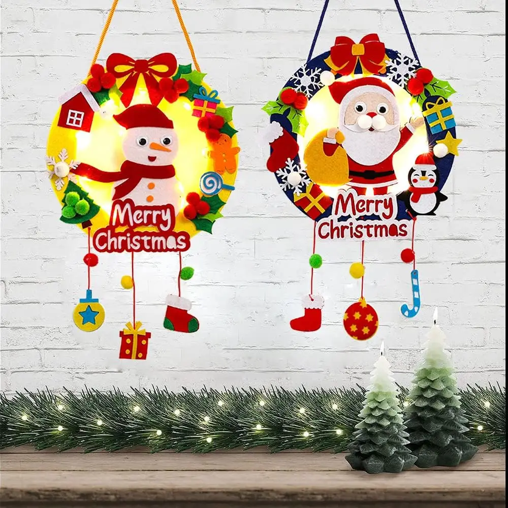 Kids Christmas Craft Kits DIY Felt Garlands Wreaths Children Holiday Decor Educational DIY Craft Kits Christmas DIY Party Decora