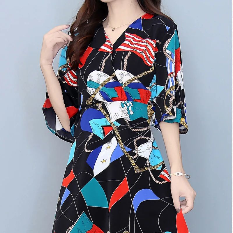 

Summer Elegant Fashion Commuter Short Sets Women V Neck Loose Casual Chic Three Quarters Butterfly Sleeve Letter Drawstring Suit