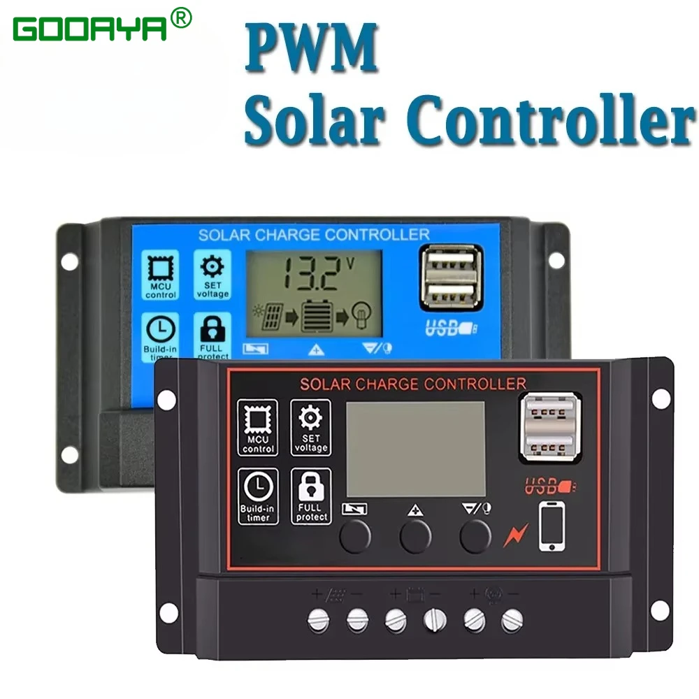 PWM 컨트롤러 태양광 12V/24V 30A 20A 10A 태양광 충전기 컨트롤러 PWM LCD 디스플레이 듀얼 USB 5V 출력