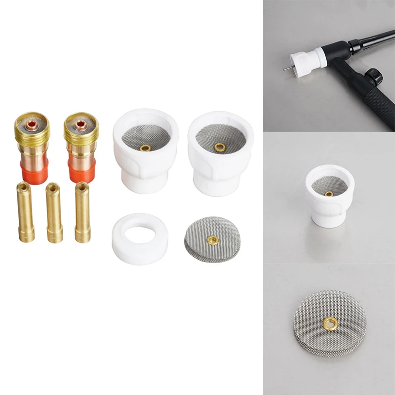 

11 TIG Welding 12 White Ceramic Nozzle Alumina Cup Kit Torches For WP 17 18 26 Stubby Collets Body Gas Lens Sets