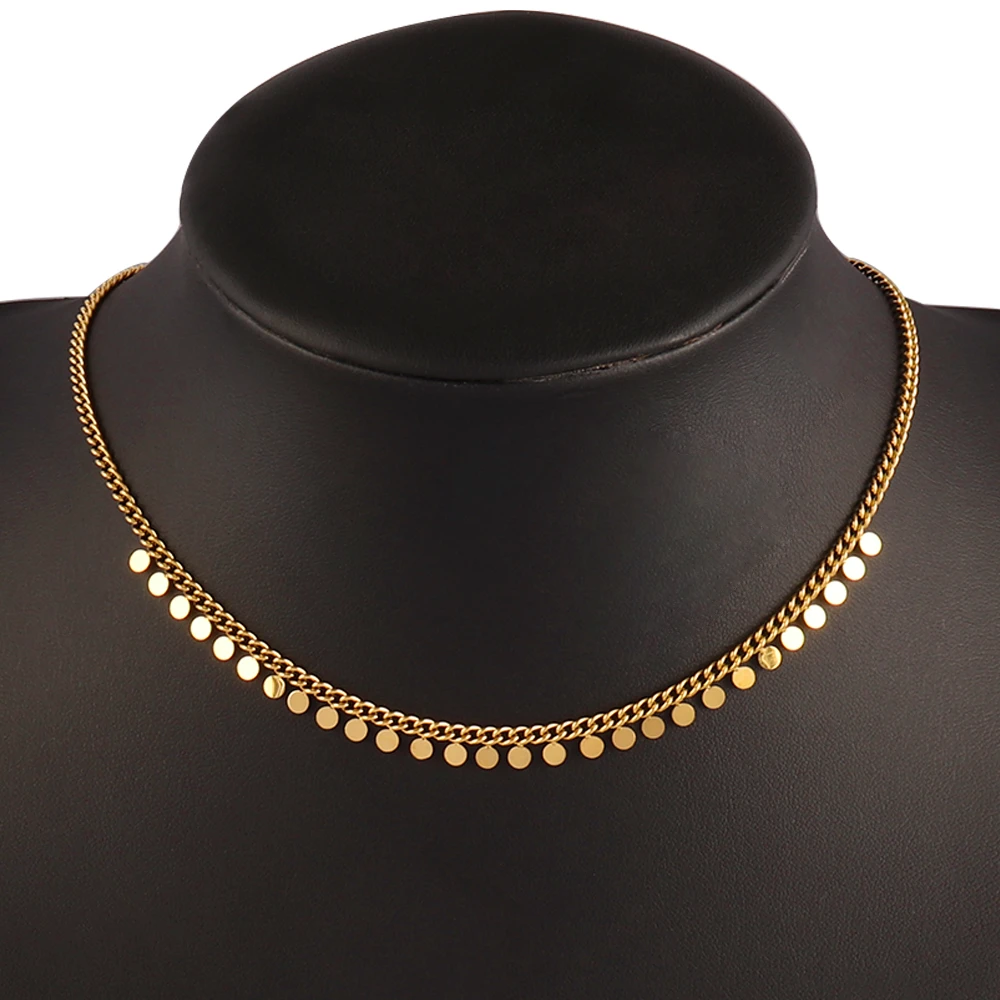 Fashion Stainless Steel Necklace For Women Gold Silver Color Round