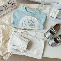 Spring Autumn Korean Kids Girls Trousers Cotton Colourful Dot Pocket Loose Toddler Girls Pants Children Girl Wide Leg Pants 3