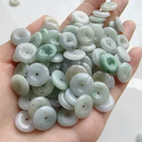 DDP 20 pièces 12,5 mm Perles de jade birman naturel de type A non traité vert glacial et blanc en forme de boucle de sécurité 5