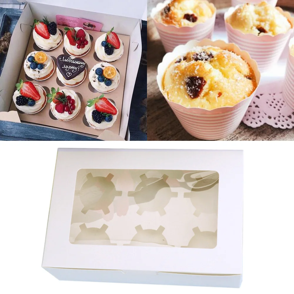 Cupcake Boxes with Inserts, Clear Window Cake Boxes, Cupcake Carrier with 2/4/6 Holes, ... - SKU CBI00913 - UGI Packaging