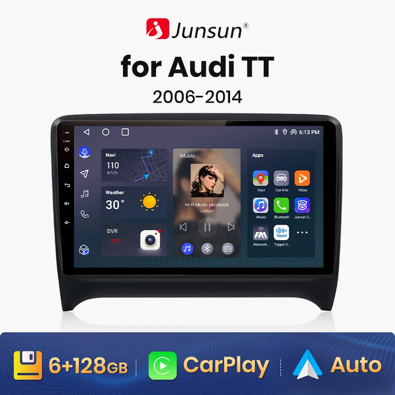 

Junsun V1 AI Voice Wireless CarPlay Android Auto Radio for Audi TT MK2 2006 - 2014 4G Car Multimedia GPS 2din autoradio