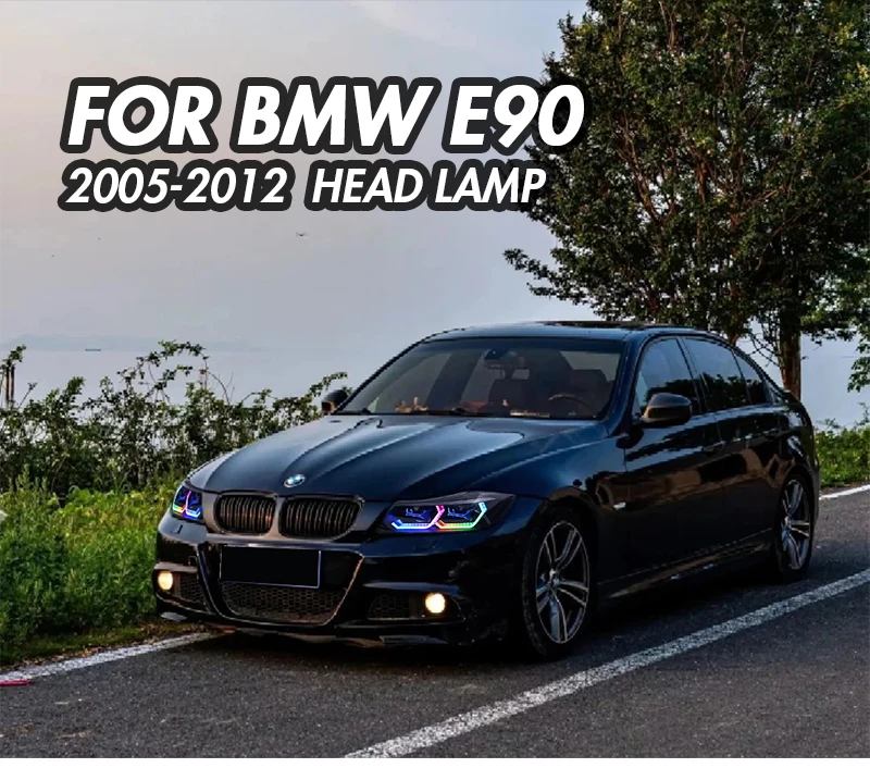 RGB-Scheinwerfer für 2009-2012 BMW 3er-Serie E90 E91 320i 323i 325 330 335 Halogen-Version Wetterbeständig Nahtloser Ersatz – Detail 1