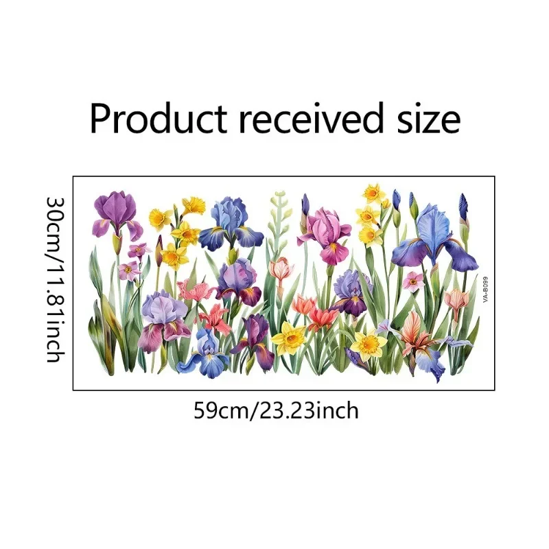 Flower Wall Decals Removable PVC Window Stickers for Home Decor Glass Mural Background Self-Adhesive VA-B099