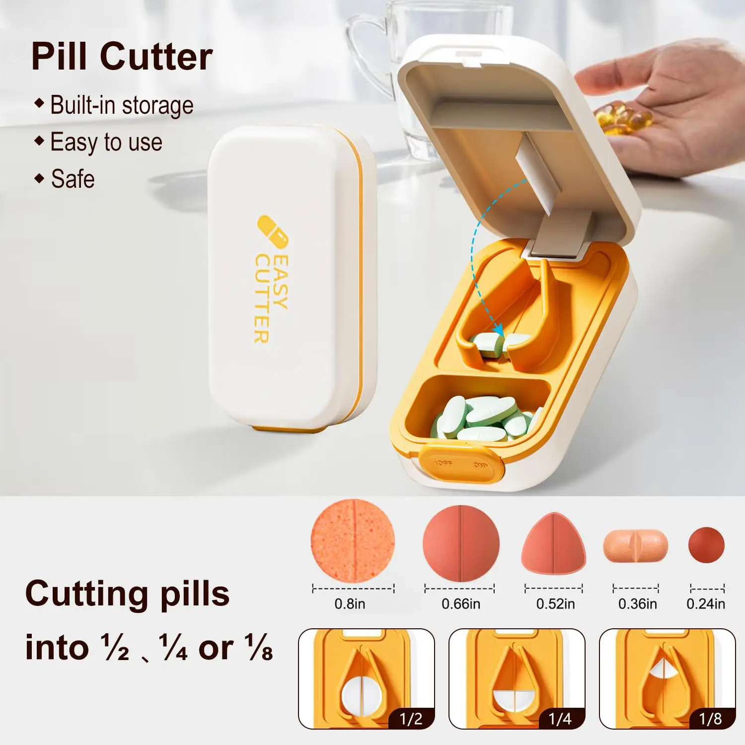 Small Pill Cutter Pill Cutter Splitter for Small and Tiny Pills Pill Splitter with Safety Lock Easy Open Close Professional