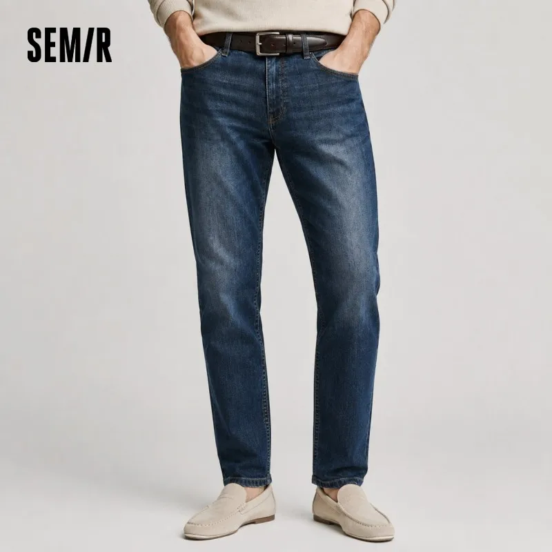 Semir Men Jeans Stretch 2026 Vintage Washed Straight Urban Casual Everyday Style Soft Comfortable Daily Wear Trendy Versatile