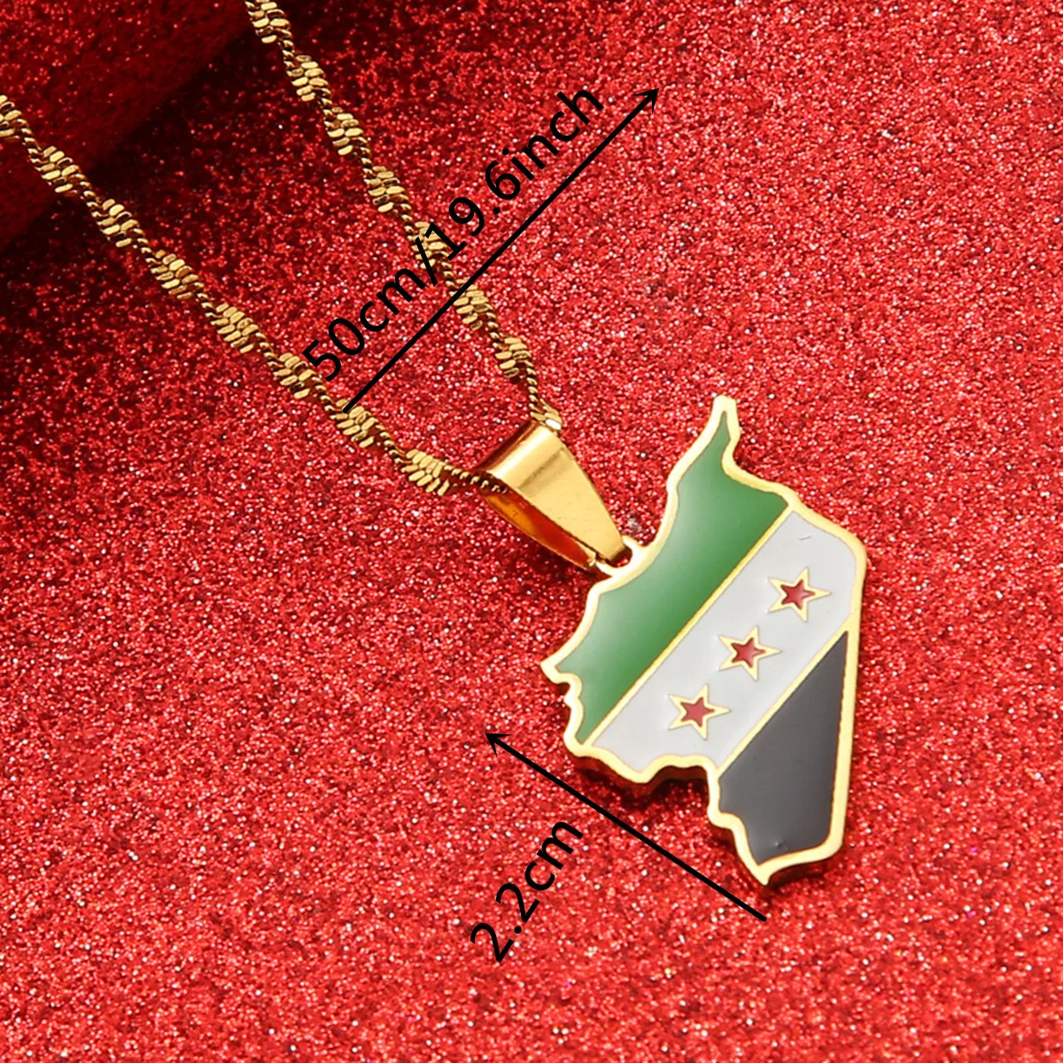 Stainless Steel Trendy Syria Map Flag Pendant Necklaces Syrians Map Women Necklace 2
