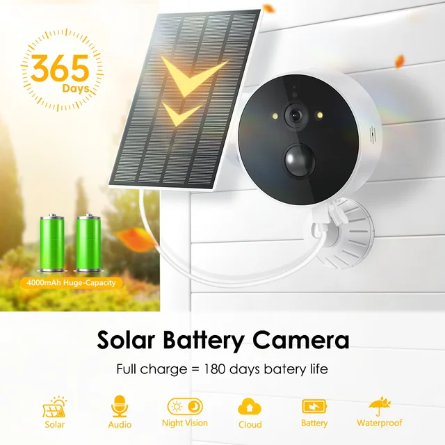 Besder WiFi Solar Camera Outdoor Human Detection Security IP Camera Solar Panel Recharge Battery CCTV Video Surveillance Cameras 2