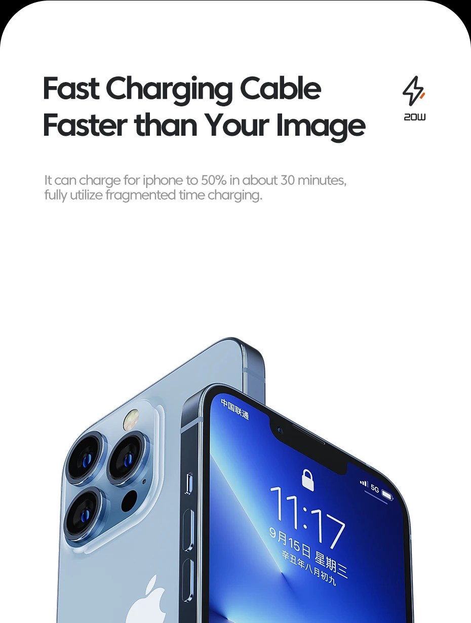 USB C Cable for iPhone 14 13 12 Pro Max XS XR 8 7 PD 20W USB C to Fast Charging