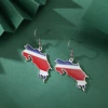 EUEAVAN Drip Oil Costa Rica Map Earrings For Women Stainless Steel Costa Rica Flag Pendant Charm Fashion Party Jewelry Gifts 3