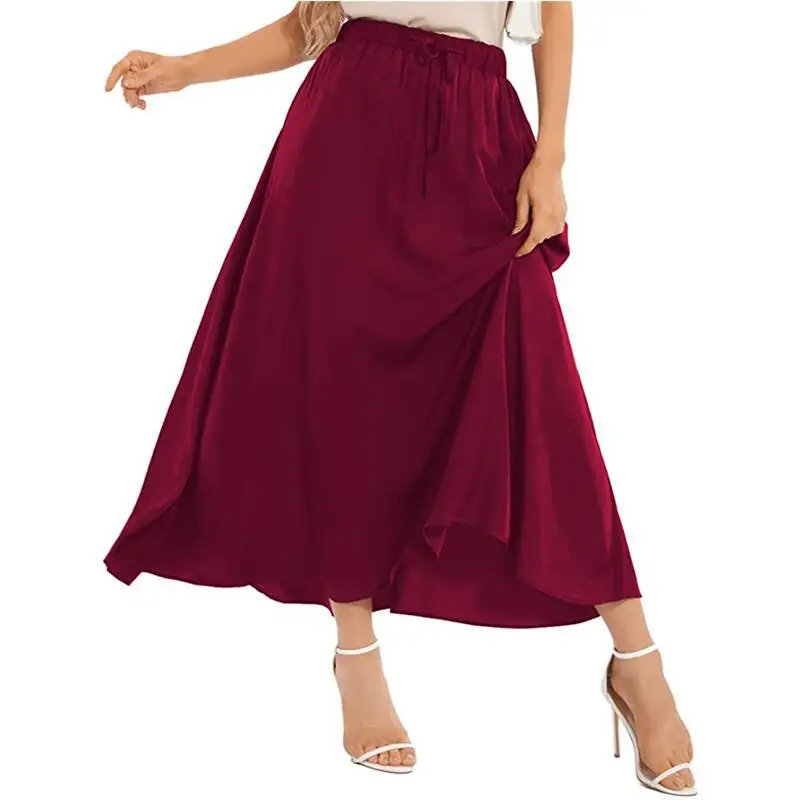 new bohemian spindle кресло 2023 Retro Bohemian Satin Skirt Solid Color Lace-up Slim Fit Versatile Long Skirt Women Clothing