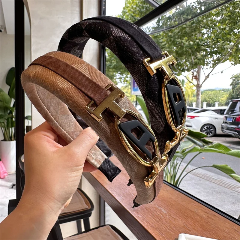 

Sponge Plaid Hairbands For Women Vintage Headband Korea Hair Accessories Hair Band Flower Crown Headbands Head Wrap