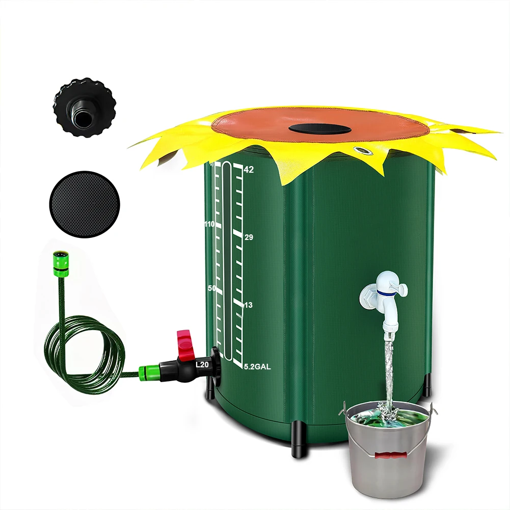 52 Gallon Rain Collection System Collapsible PVC Water Storage Tank Water Barrel Collector Garden Water Catcher