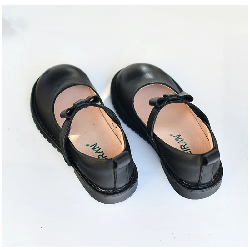 Genuine Leather Girls school Shoes Full grain Leather Lolita style Lovely Bow Children's casual Shoes Spring Autumn Kids Flats 3