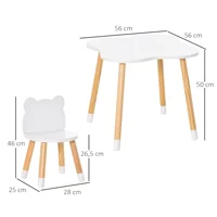 Homcom Table et chaises pour enfants en bois, meubles pour salle de jeux et chambre d'enfant, naturel et blanc 3