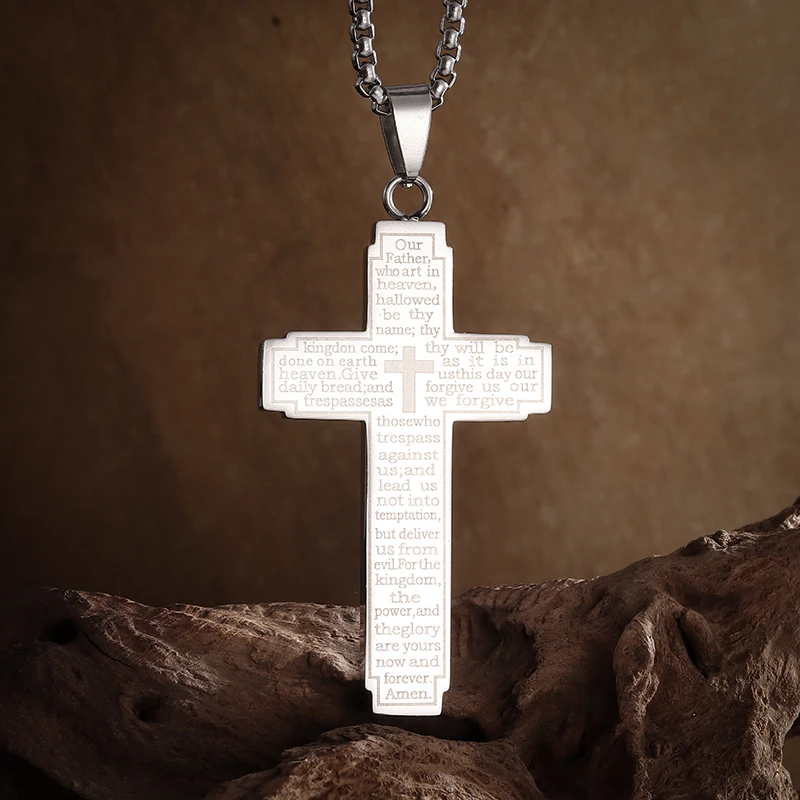 2pcs Croce Proiezione Collana Girocollo Croce Di Cristallo Preghiera Del Signore Croce Collana Per Gli Amici Padre Gift Lucky B