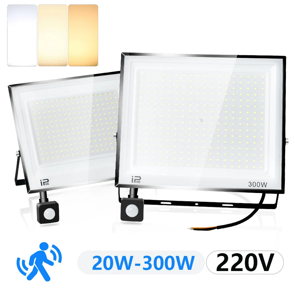LED Flood Light AC175-265V IP66 PIR Motion Sensor 20W 30W 50W 70W 100W 150W 200W300W Waterproof For Garden Street Garage Lighting