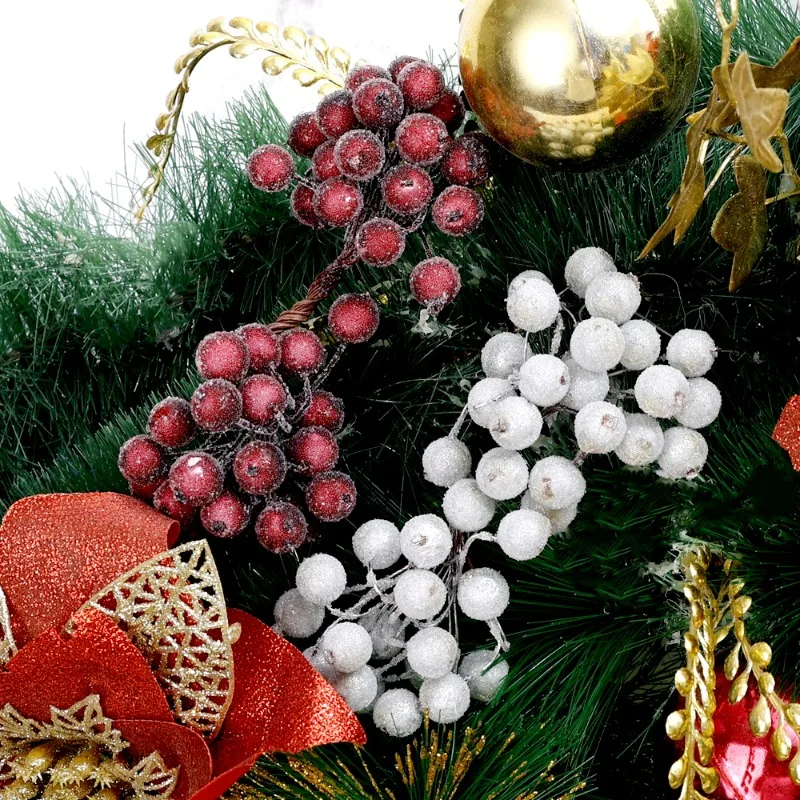 100/20Pcs Artificial Holly Berries Mini Simulation Cherry Stamen Frosted Double Head Fake Berry Wedding Christmas Party Decor artificial plants artificial flowers artificial flower