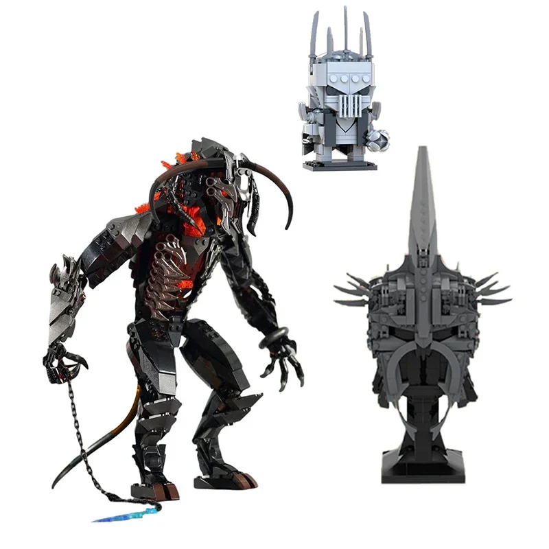 Moc Lords Rings Balroged Classic Movie Angmar Witch King Casco Statua Busto Building Blocks Modello Di Assemblaggio Creativo Regalo Giocattolo Per Bam