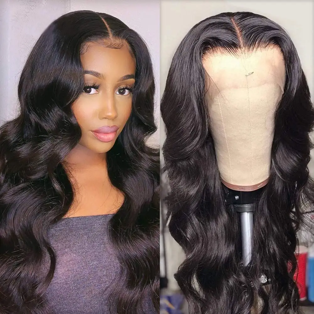

Human Hair Wigs For Black Women Hd 13x6 Lace Frontal Wig 180% Denisty Brazilian Lace Front 1b Color Body Wave Lace Front Raw Wig