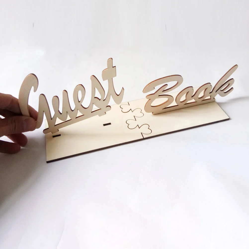 Freestanding Sign Guest Book Grace Wedding Wooden Bamboo Guestbook Letter Design