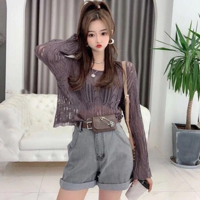 

Cheap wholesale 2021 spring summer autumn new fashion casual warm nice women Sweater woman female OL cropped sweater Ay158