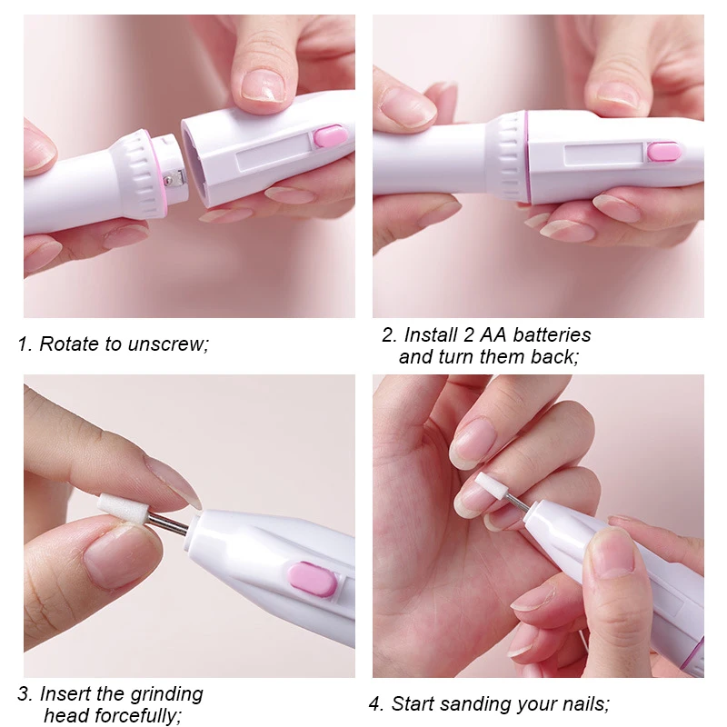 1~10PCS In 1 Professional Mini Electric Nail Drill Kit Battery Nail Art Exfoliating Polishing Nail Polishing File Pen Tool 6