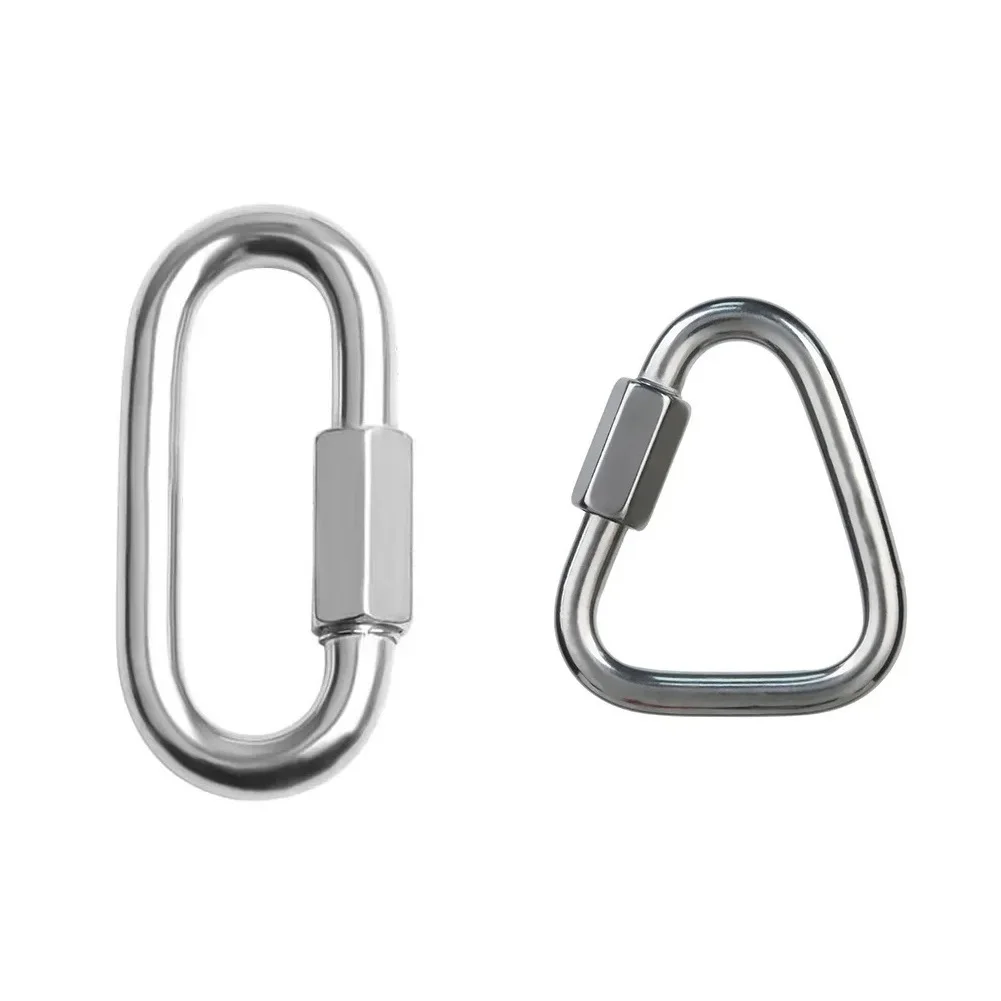 Stainless Steel Oval Triangle Carabiner Connecting Ring Meilong Lock Rock Climbing Equipment Fast Security Outdoor Tools