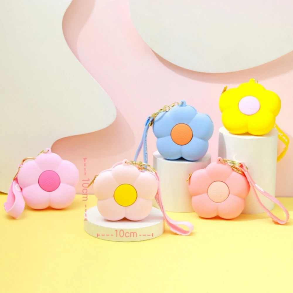 Flower Shape Silicone Coin Purse Mini Cute Zipper Small Wallet Female Student Earphone Bag Backpack Pendant Gift for Women
