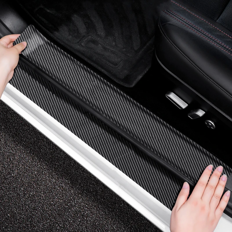  4PCS Car Door Sill Protector,Carbon Fiber Sport