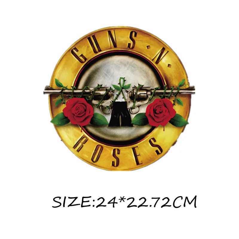 Punk Guns N Roses Skull Iron On Embroidery Patches Biker Stickers ...
