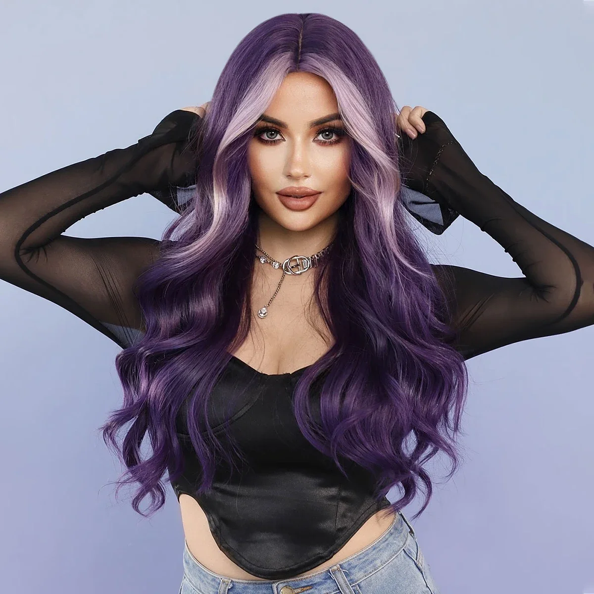 Purple long bangs wig 26-28 inch Long 2020… Amazon.com : YBYMCAI Long Purple Wavy Wigs for Women Middle  main image 2