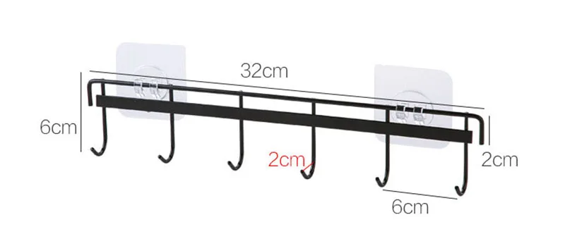 Description Picture 2 of itemWall Hanging Hook Storage Rack 6 Hooks Kitchen Kitchenware Towel Hook Hanger for Wall Door Bathroom Organizer Self Adhesive