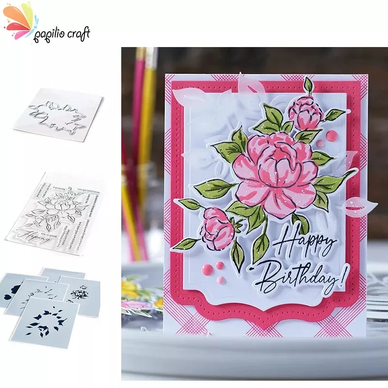 Spring New Rainbow Floral Washi Metal Cutting Dies Clear Stamps Drawing Stencils Set Diy Scrapbook Cards Paper Crafts Decor Mold 