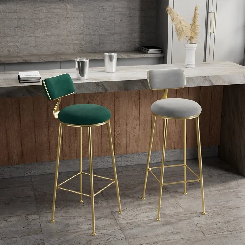 Nordic Bar Stool Simple Light Luxury Iron Home Bar Stool High Chair Backrest