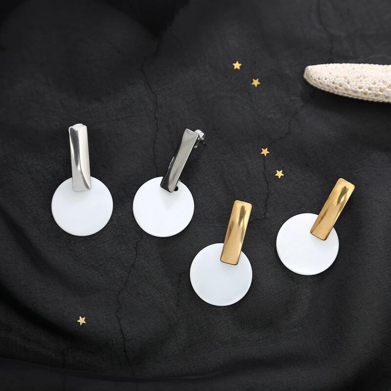 Fashion Gold Rectangle Stainless Steel Stud Earrings for Women Geometry Shell Earrings For Women Jewelry boucles d'oreilles