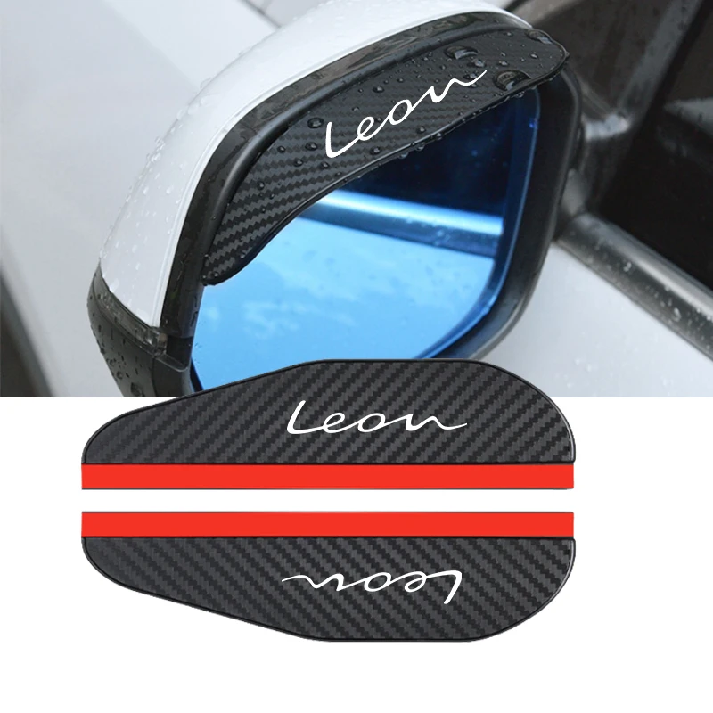 2x Car Rearview Mirror Rain Eyebrow Visor Carbon Fiber Car Rearview Side Snow Sun Visor Rain Cover for Seat Leon accessories