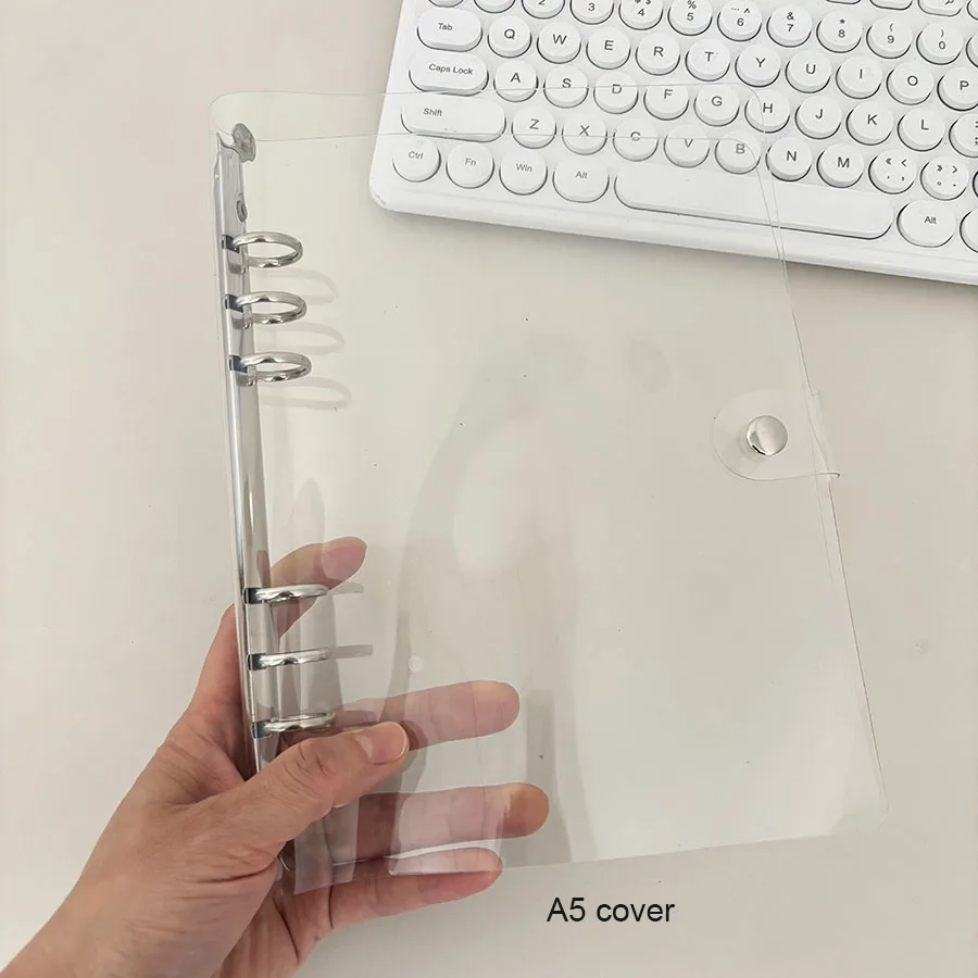 Clear PVC 6-Hole Loose Leaf Binder Cover for DIY Journals and Diaries