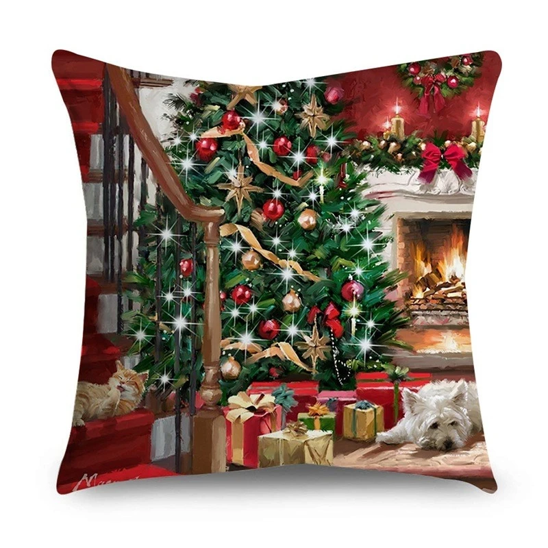 Funda De Almohada Navideña De 45cm, Funda De Cojín, Adornos Navideños Para El Hogar, Regalo De Adorno Navideño 2024, Feliz Año Nuevo 2025 - AliExprs