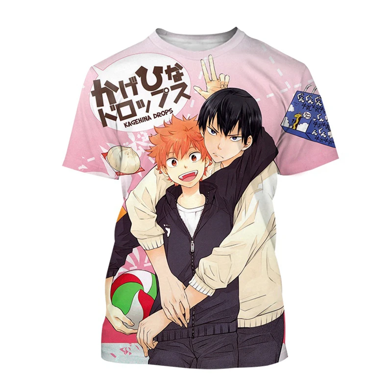 

Футболка Haikyuu мужская с 3D-принтом, мультяшный рисунок в стиле Харадзюку, с коротким рукавом, футболка оверсайз, летняя повседневная одежда с круглым вырезом